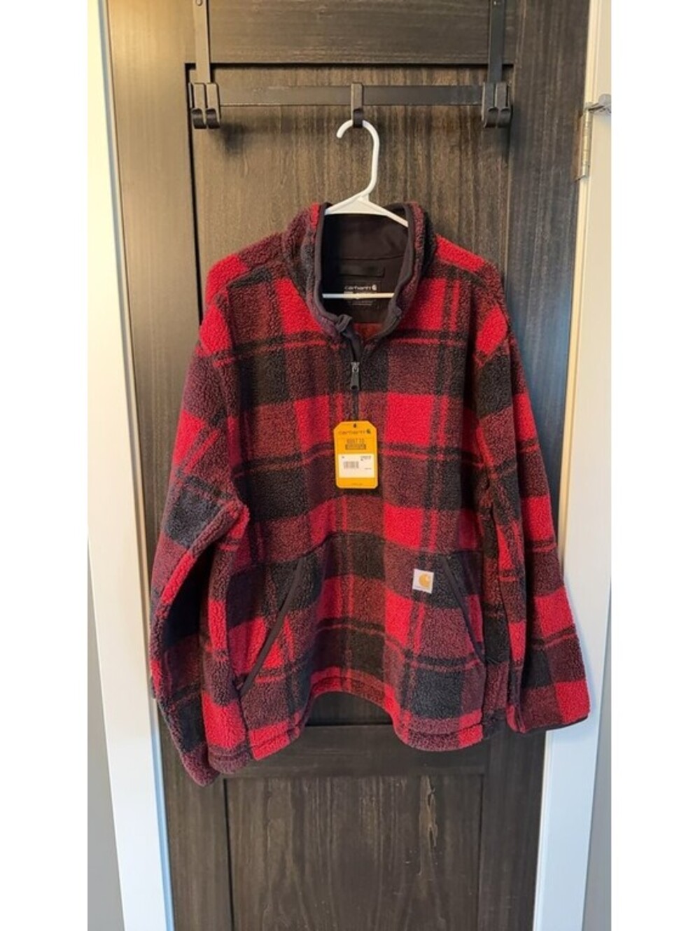 Carhartt Men's Sherpa Fleece Jacket Red Plaid XL